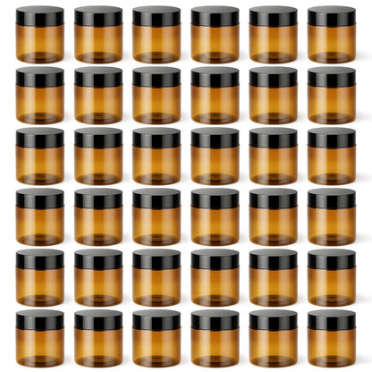 Loretoy 36 Pack 2 OZ Plastic Jars with Lids, BPA Free, Reusable, Refillable Transparent Cosmetic Containers for Bath Salts, Cosmetics, Powders, Beauty Product and Small Accessories