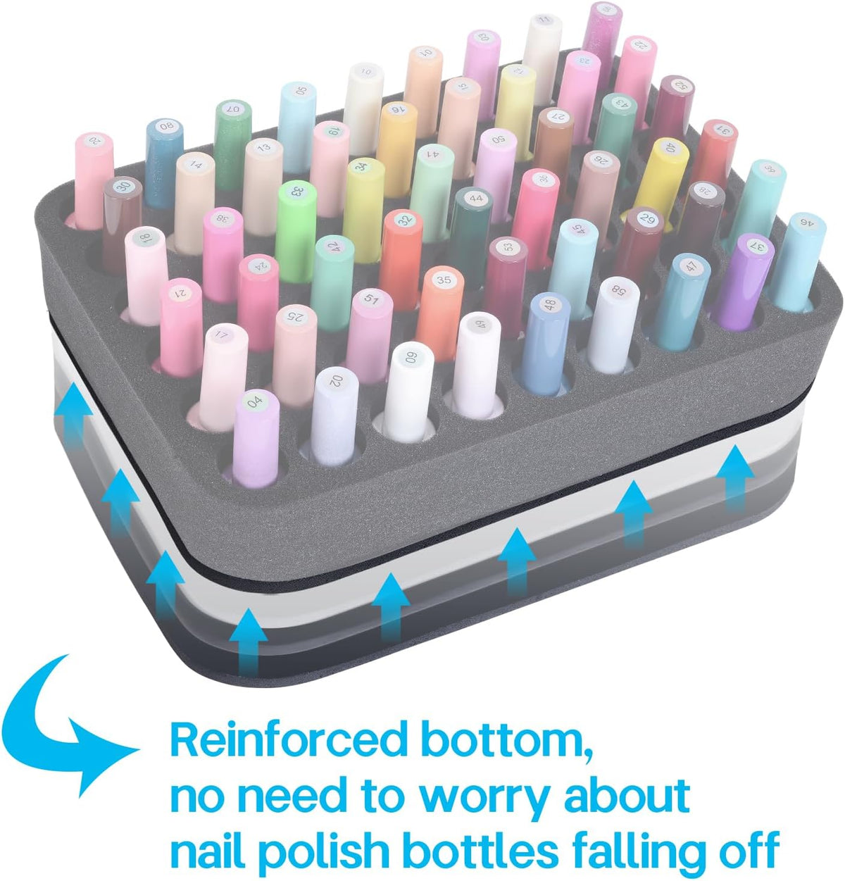 2 Pack Nail Polish Organizer Holder Foam Pad with Slots for Storage 60 Bottles (15ml/0.5fl.oz) Nail Polish or Essential Oil Tray for Drawers Black