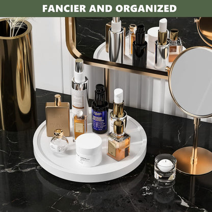 Lazy Susan Organizer, 10 Inch Non-Skid Bamboo Turntable Organizer for Salt Pepper Olive Oil and Spices Next to Stove, Wooden Lazy Susan for Table or Kitchen Countertop Organizer