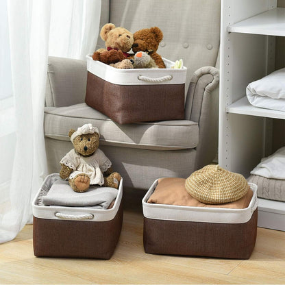 Fabric Storage Bins 12x8x5 inch [6-Pack] with Rope Handles - Decorative Baskets for Organizing