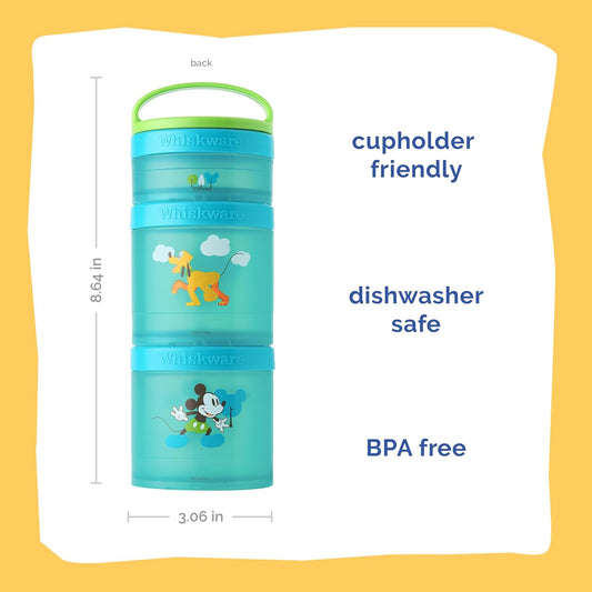 Whiskware Disney Stackable Snack Containers for Kids and Toddlers, 3 Stackable Snack Cups for School and Travel, Minnie and Daisy
