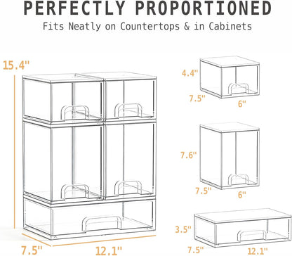 Baby Bottle Organizer, Large Capacity Stackable Acrylic Storage with Non-Slip Pads, for Baby Bottles, Pump Parts, Kitchen Countertop, Pantry, Vanity