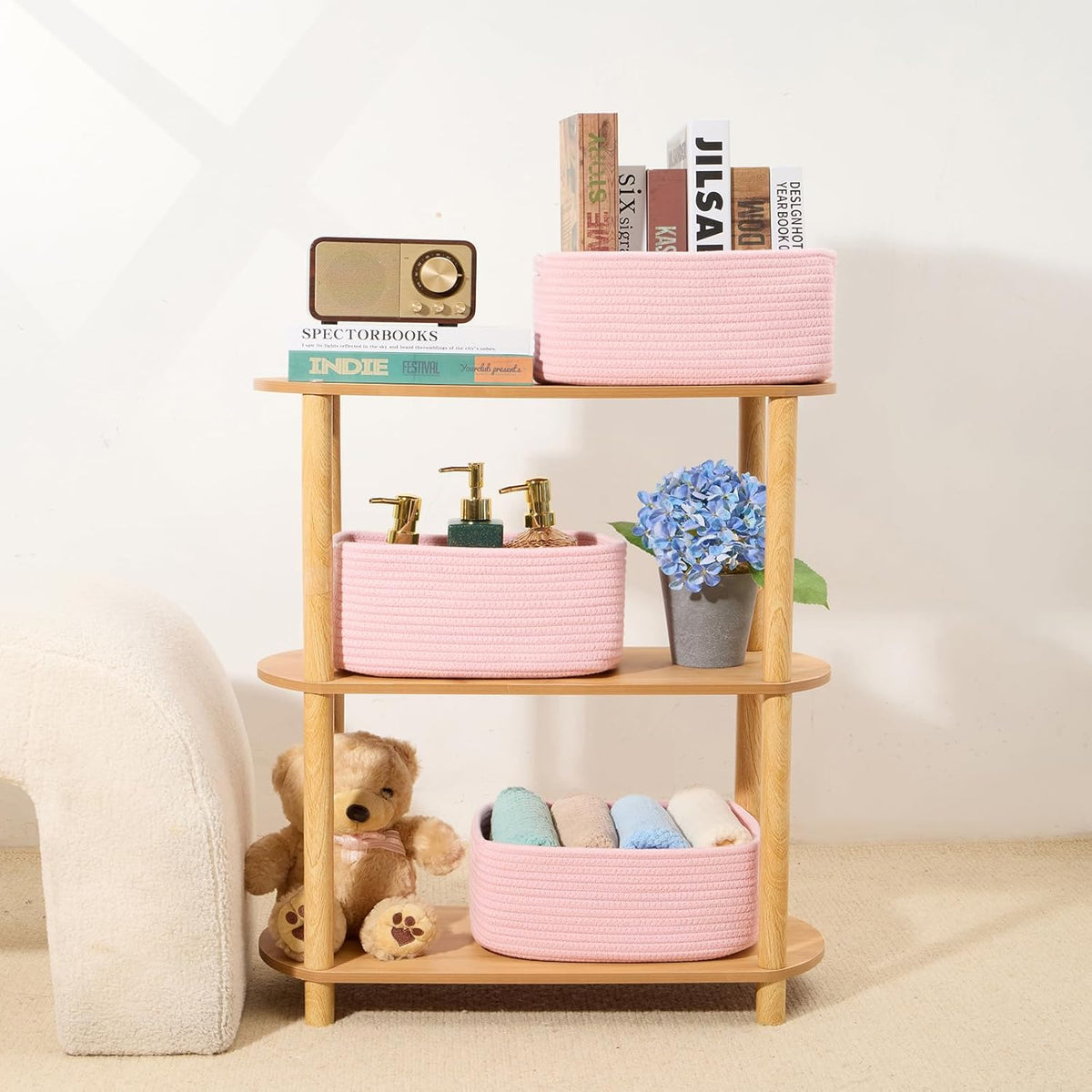 MiniArk Small Storage Baskets for Organizing | Closet Organizer Bins | Shelf Toy Basket | Woven Rope Baskets | Cube Decorative Box | Shallow Basket | L11.5xW7.5xH4.7| Brown
