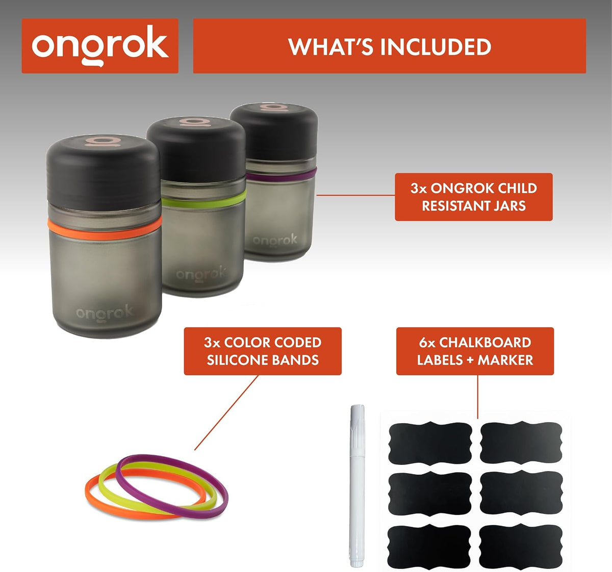 ONGROK Glass Storage Jar, 180ml | UV Herb/Spice Jar with Child‑Resistant Lid, Color‑Coded Glass Containers to Preserve Smell and Aroma