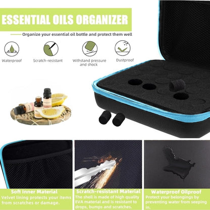 BLIRITEL EVA Essential Oils Organizer, 30 Bottles Hard Shell Essential Oil Storage Carrying Case, Essential Oils Boxes Holds 30 Bottles with 5ml,10ml,15ml (Black)