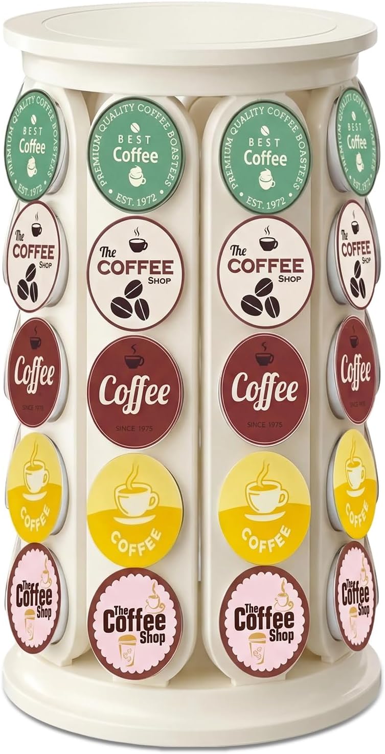 K Cup Holder, Coffee Pod Storage Carousel Holder Organizer Compatible with 40 Keurig K-Cup Pods, Home or Office Kitchen Counter Organizer