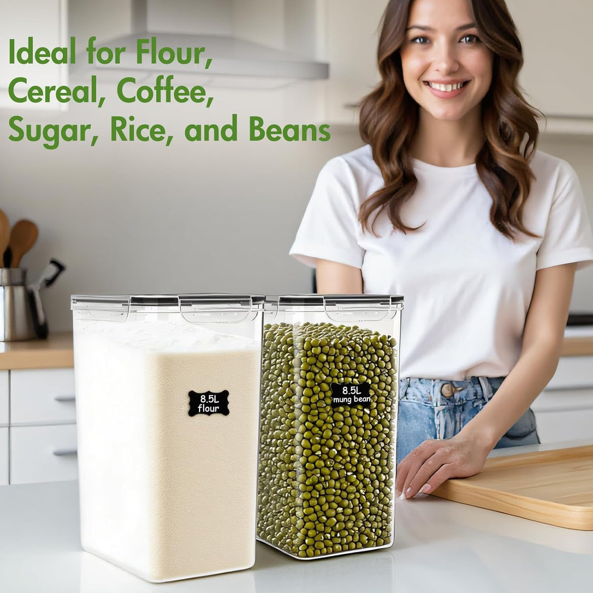 ALSO GO 2 PC (9.5L | 321 Oz) Extra Large Airtight Food Storage Containers with Lids,Kitchen and Pantry Organization Plastic Containers for Flour,Rice,Cereal,Pasta,Sugar,dog food (Leakproof, BPA-Free)