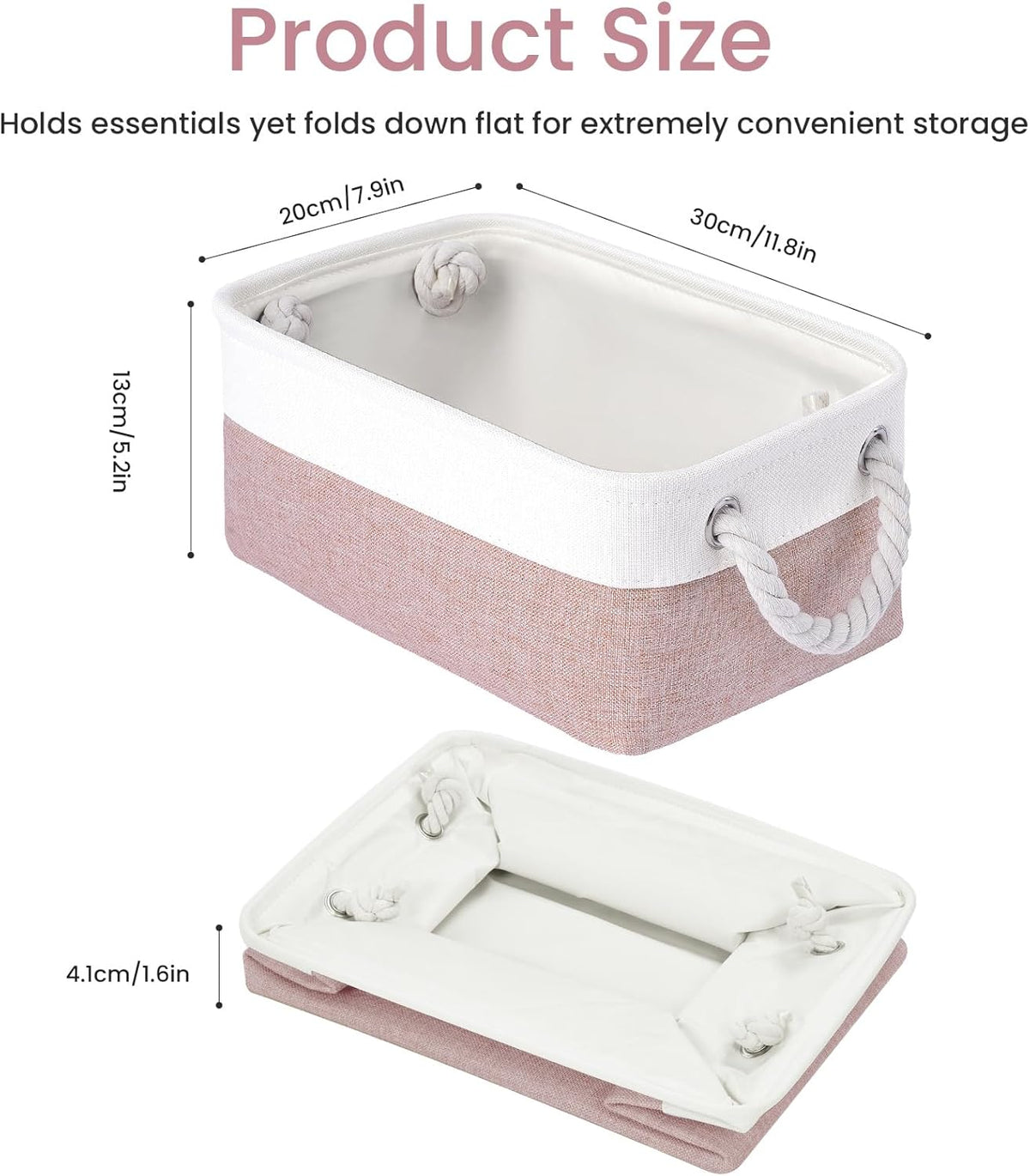 Large Storage Baskets- 15.7x11.8x8.26 inch Storage Bins for Shelves and Closet Organizing, Foldable Fabric Bin for Home Organization Clothes and Laundry (3-Pack, White&Khaki)