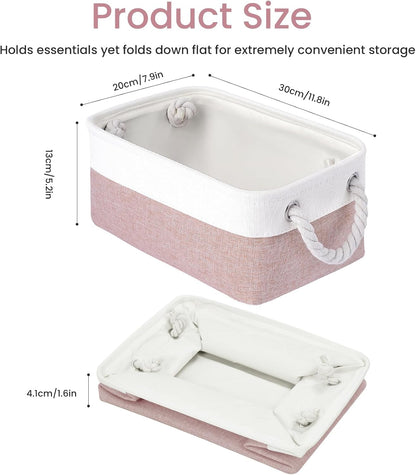 Large Storage Baskets- 15.7x11.8x8.26 inch Storage Bins for Shelves and Closet Organizing, Foldable Fabric Bin for Home Organization Clothes and Laundry (3-Pack, White&Khaki)