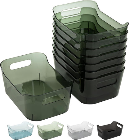 Tiawudi 8 Pack Plastic Storage Bins, Clear Pantry Organizers and Storage Containers, Multi-Use Organizer Bins for Kitchen, Bathroom, Office, Shelf, Fridge, Home Edit and Cabinet Organizers