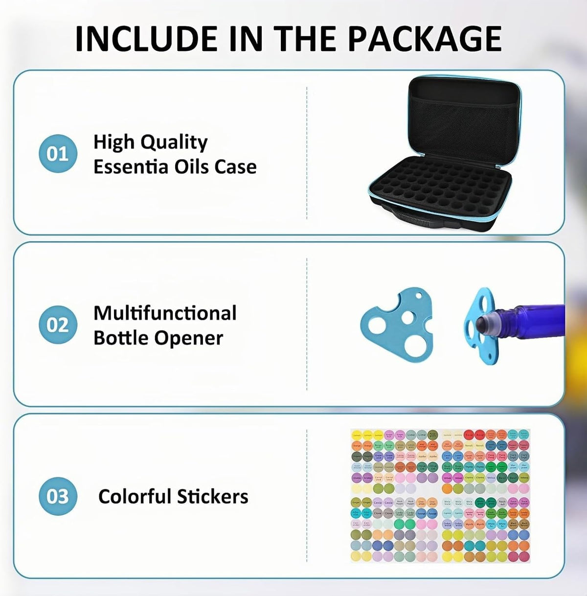 Essential Oil Storage Organizer,60 Bottle EVA Essential Oil Case Essential Oils Box,Essential Oil Storage Carrying Case Holds 5ml- 15ml For Doterra & Young Living,Come with Labels & Bottle (Black)