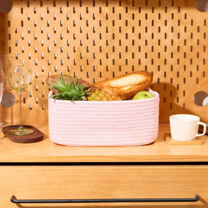 MiniArk Small Storage Baskets for Organizing | Closet Organizer Bins | Shelf Toy Basket | Woven Rope Baskets | Cube Decorative Box | Shallow Basket | L11.5xW7.5xH4.7| Brown