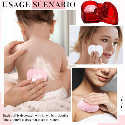 Tioncy 3 Pcs Large Body Powder Puff and Container Valentine's Day gift Powder Container with Puff Crystal Case Soft Washable Reusable Velour Face Body Glitter Wet Dry Makeup (Classic,Clear)