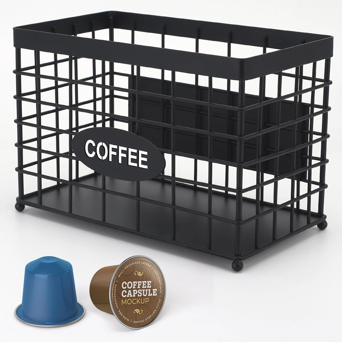 Coffee Pod Holder Basket Magnetic Coffee Pods Holder High-Capacity k Cup Holder Coffee Station Organizer,Coffee Bar Accessories.Suitable For Kitchen And Office Countertop