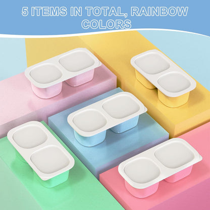 Snack Pack Containers for Kids, Reusable Snack Containers with Lids, 2 Compartment Small Bento Snack Box, BPA-Free, Lunchbox Accessories for Travel