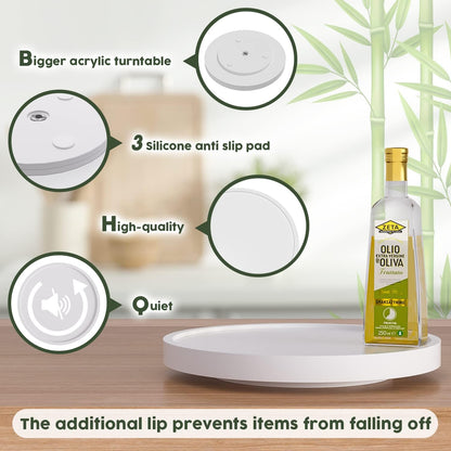 Lazy Susan Organizer, 10 Inch Non-Skid Bamboo Turntable Organizer for Salt Pepper Olive Oil and Spices Next to Stove, Wooden Lazy Susan for Table or Kitchen Countertop Organizer
