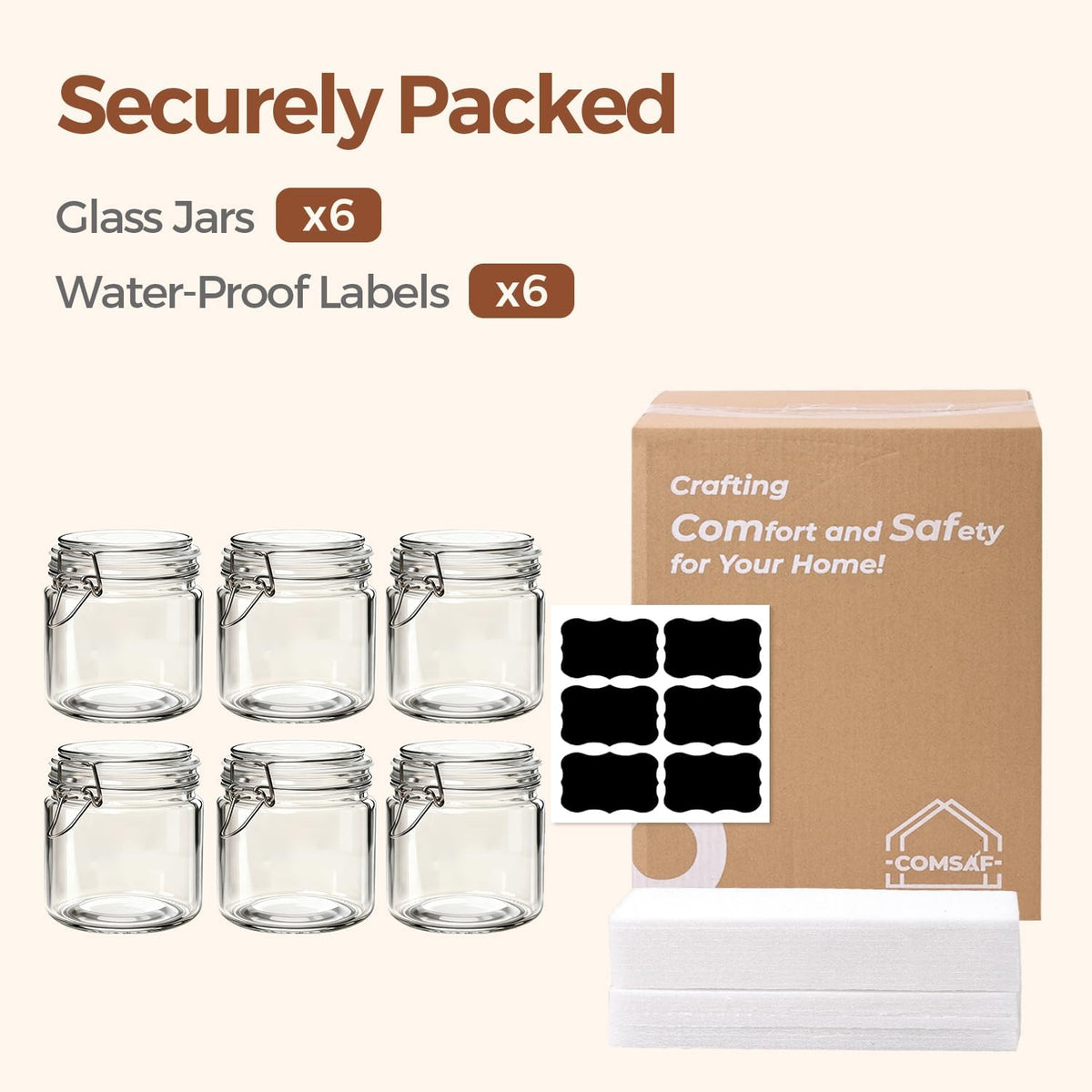 ComSaf 3-Pack 68oz 13-Inch Tall Glass Pasta Containers for Spaghetti & Long Pasta, Slender Airtight Canisters for Vertical Pantry Organization, Food Storage Jars for Linguine & Breadsticks
