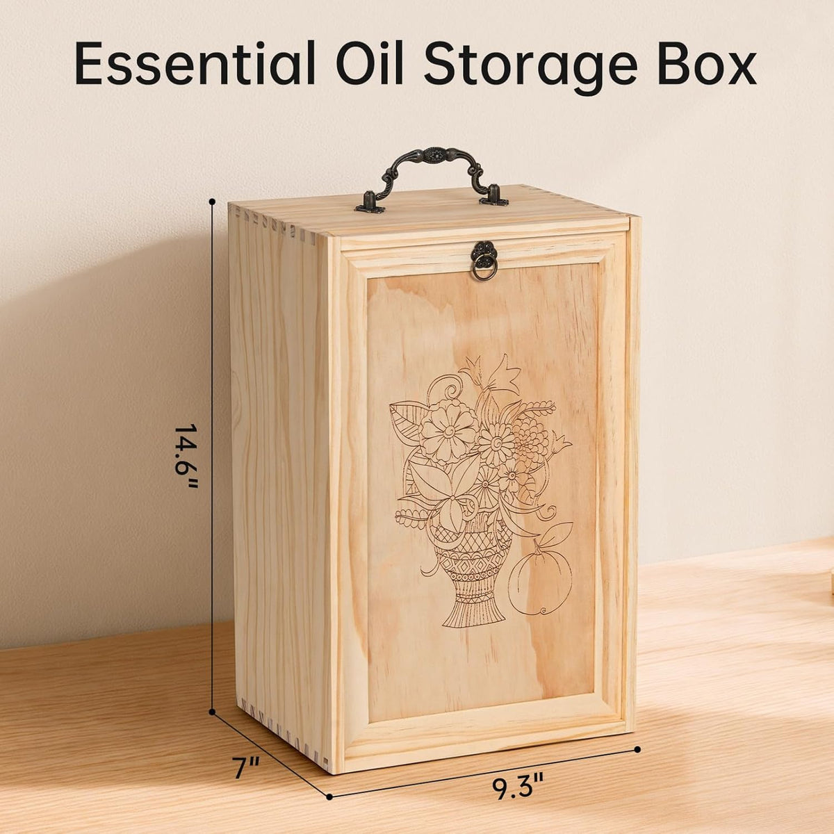TORIBIO Essential Oil Storage Box for 60 Bottles, Wooden Essential Oils Holder Organizer Holds 5-30ml for Young Living & Doterra Bottles