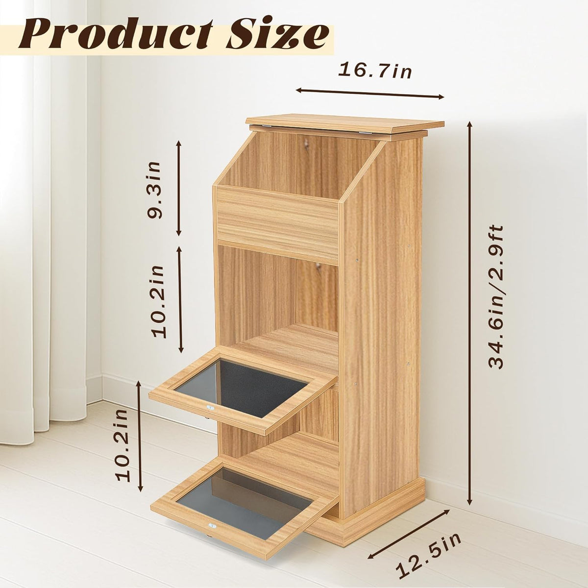 Potato Storage Bin, 3-Tier Potato and Onion Storage Bin with Lid, Wooden Bread Box for Fruit and Vegetable,Food Storage Containers for Kitchen Pantry (Oak)
