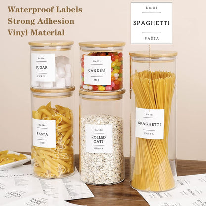 HHMJSM Large Glass Storage Jars With Airtight Bamboo Lid - 100 Fl Oz Thicken Kitchen Glass Food Storage Canister With 42 Pantry Labels - Big Clear Flour And Sugar Containers Farmhouse
