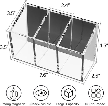 Drink Packet Organizer, Magnetic Water Packet Organizer for Fridge, Premium Acrylic Drink Mix Holder Container with 3 Compartments for Kitchen Organizers and Storage