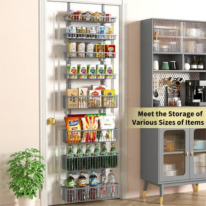 Moforoco White Over The Door Pantry Organizer, Pantry Organization and Storage, Metal Hanging Spice Rack Shelves Door, Seasoning Shelves, Laundry Room Organization, House and Kitchen Essentials