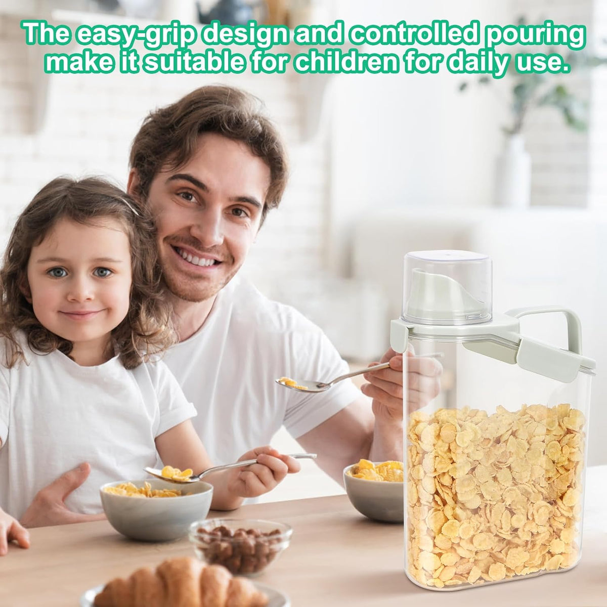 TBMax Rice Container Cereal Storage Container 2 Pack 5 Lbs, Kitchen Pantry Dry Food Storage Holder with Easy-Pouring Spout & Handy Cup, Small Pet Dog Cat Food Dispenser for Daily Feeding -Grey