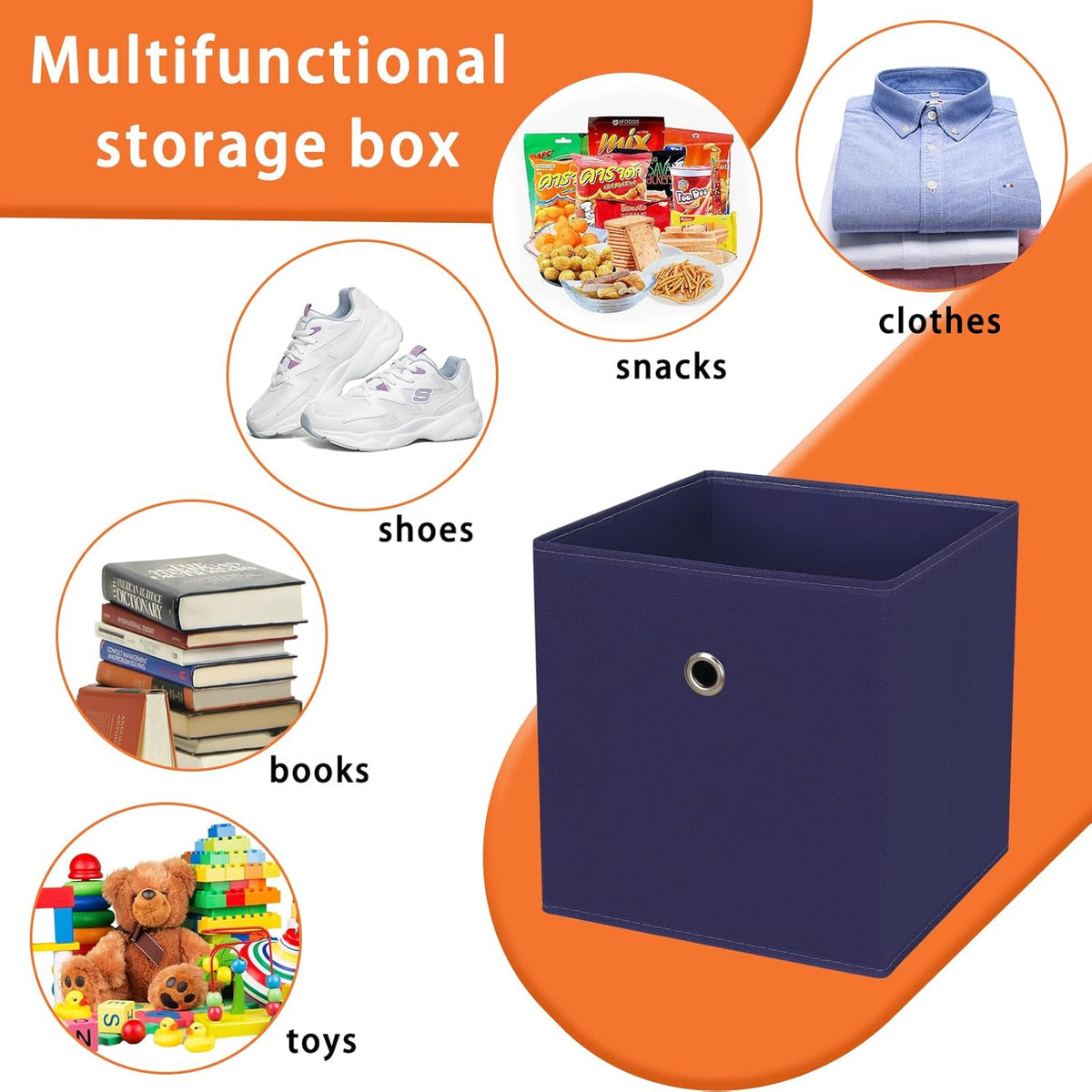 Black Foldable Storage Cubes Bins ,11 Inch Cloth Storage Cube Fabric Storage Box Cubes Organizer Baskets with Handles for Home Organizer Set of 3 (Black)