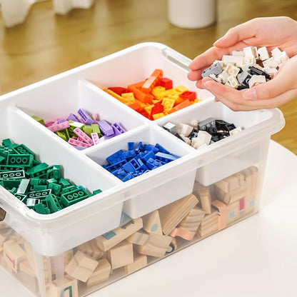 MACOPRO 17 QT Plastic Storage Box with Removable Tray, Bins with Lids, Clear Storage Container for Craft Supplies, Beads, Tools, Sewing, and Playdoh Organization (White, -17QT)