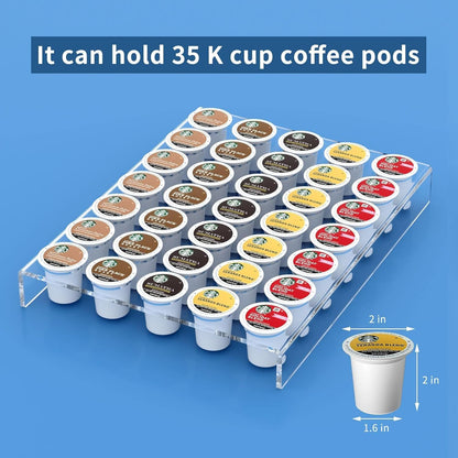 AITEE Acrylic K Cup Drawer Organizer, Clear K Cup Organizer Tray for Drawer or Countertop Storage, Hold 24 Coffee Capsules,K Cup Coffee Pod Holder for Office and Kitchen K Cup Storage (9.6x13.2Inches)