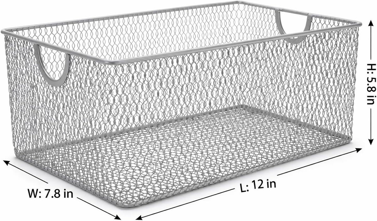 YBM HOME Kitchen Pantry Organizer Wire Baskets for Shelves, Cabinets, Pantry, Countertop, Mesh Open Storage Bin Metal Basket for Organizing Food Supplies, 3 Pack, 12.1x7.8x5.8