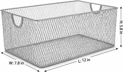 YBM HOME Kitchen Pantry Organizer Wire Baskets for Shelves, Cabinets, Pantry, Countertop, Mesh Open Storage Bin Metal Basket for Organizing Food Supplies, 3 Pack, 12.1x7.8x5.8