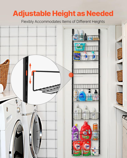 VEVOR Over the Door Pantry Organizer, 10-Tier Pantry Organization and Storage, Heavy-Duty Steel Hanging Spice Rack, Adjustable Wall Seasoning Shelves, for Home Kitchen Laundry Room Bathroom, White