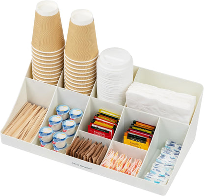 Mind Reader Cup and Condiment Station, Countertop Organizer, Coffee Bar, Kitchen, Stirrers, 17.875"L x 9.5"W x 6.625"H, Black