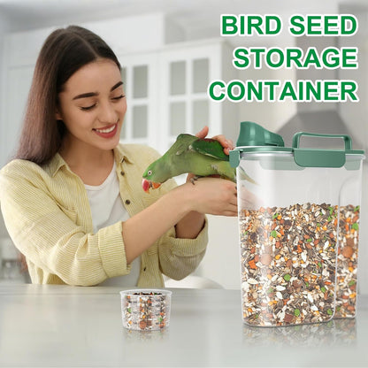 TBMax 2 Pack Cat Dog Food Storage Containers 10 to 14 Lbs, Portable Travel Pet Container Dispenser with Easy-Pouring Spout & Cup, Airtight Bird Seed Container Dog Treat Storage Bin -White
