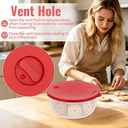 2 Pack Cookie Storage Containers Airtight with Lips, 3.5 L Round Plastic Reusable Cookie Box, Leak-proof Muffin Carrier for Baked Goods, Cupcake Storage & Meal Prep