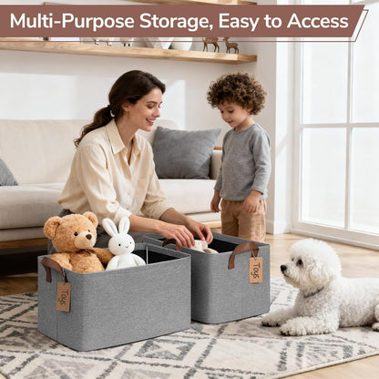 CHICVITA 4 Pack Large Storage Baskets for Shelves, Collapsible Closet Organizer Bins with Metal Frame, Fabric Storage Bins for Clothes Towels Organization, 16.8" x 11" x 9.8", Beige