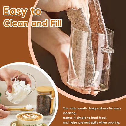 Glass Sugar Container with Spoon - 15oz Glass Jars with Bamboo Lid and Spoon, Bamboo Lid Storage Jar Canister for Coffee Beans, Spice, Brown Sugar, Tea, Flour, Nuts, Candy, Salts and More