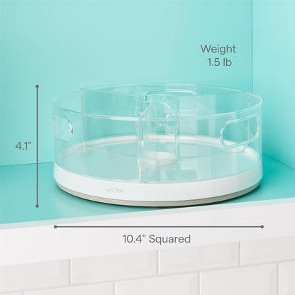 YouCopia Crazy Susan Two-Tier Turntable, Height-Adjustable Lazy Susan Organizer for Kitchen Cabinet and Pantry Organization and Storage, White