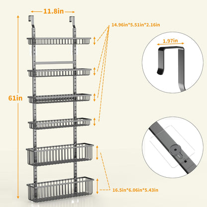 Moforoco White Over The Door Pantry Organizer, Pantry Organization and Storage, Metal Hanging Spice Rack Shelves Door, Seasoning Shelves, Laundry Room Organization, House and Kitchen Essentials
