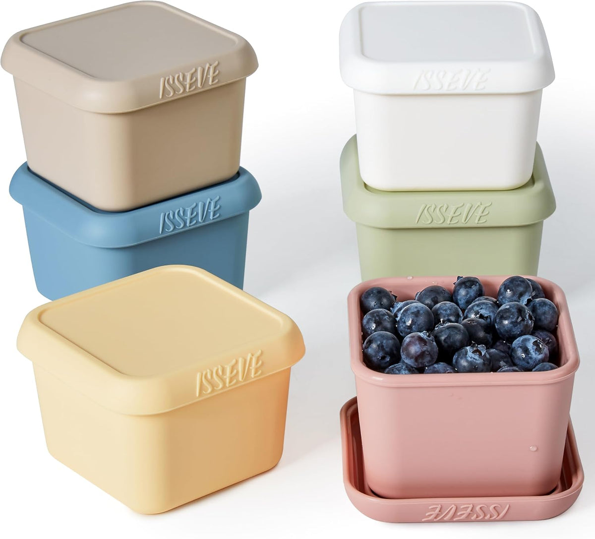 ISSEVE 6oz Silicone Snack Containers for Kids, Reusable Small Containers with Lids, Leak Proof Silicone Food Storage Containers, Stackable Kids Lunch Box for Daycare, School, Travel