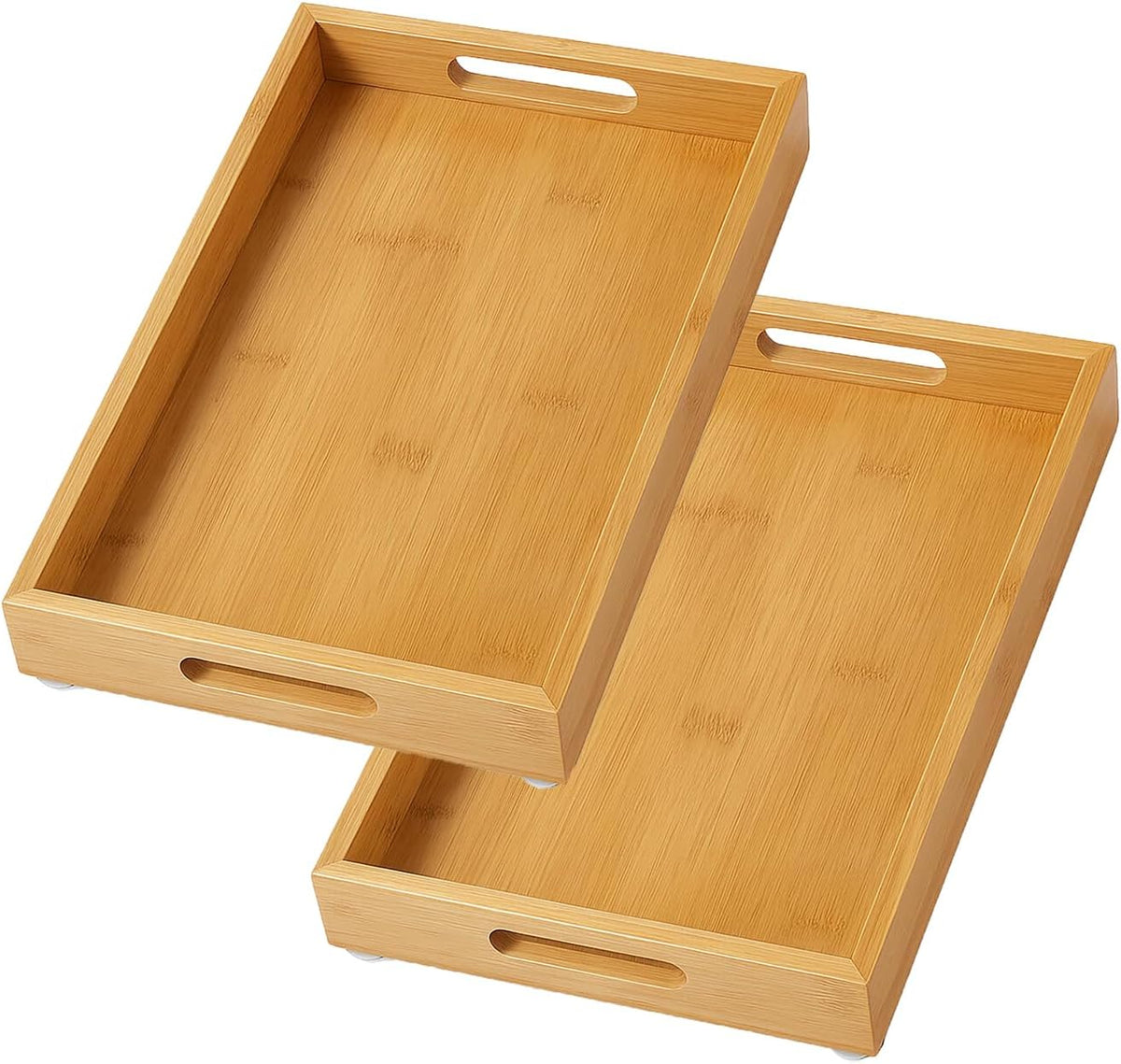 Tray for Oil Bottles Kitchen Counter – Bamboo Organizer with Handles, Waterproof Coating & Non-Slip Feet, 13×8 Inch Condiment Holder for Spices, Sauces & Seasoning Jars