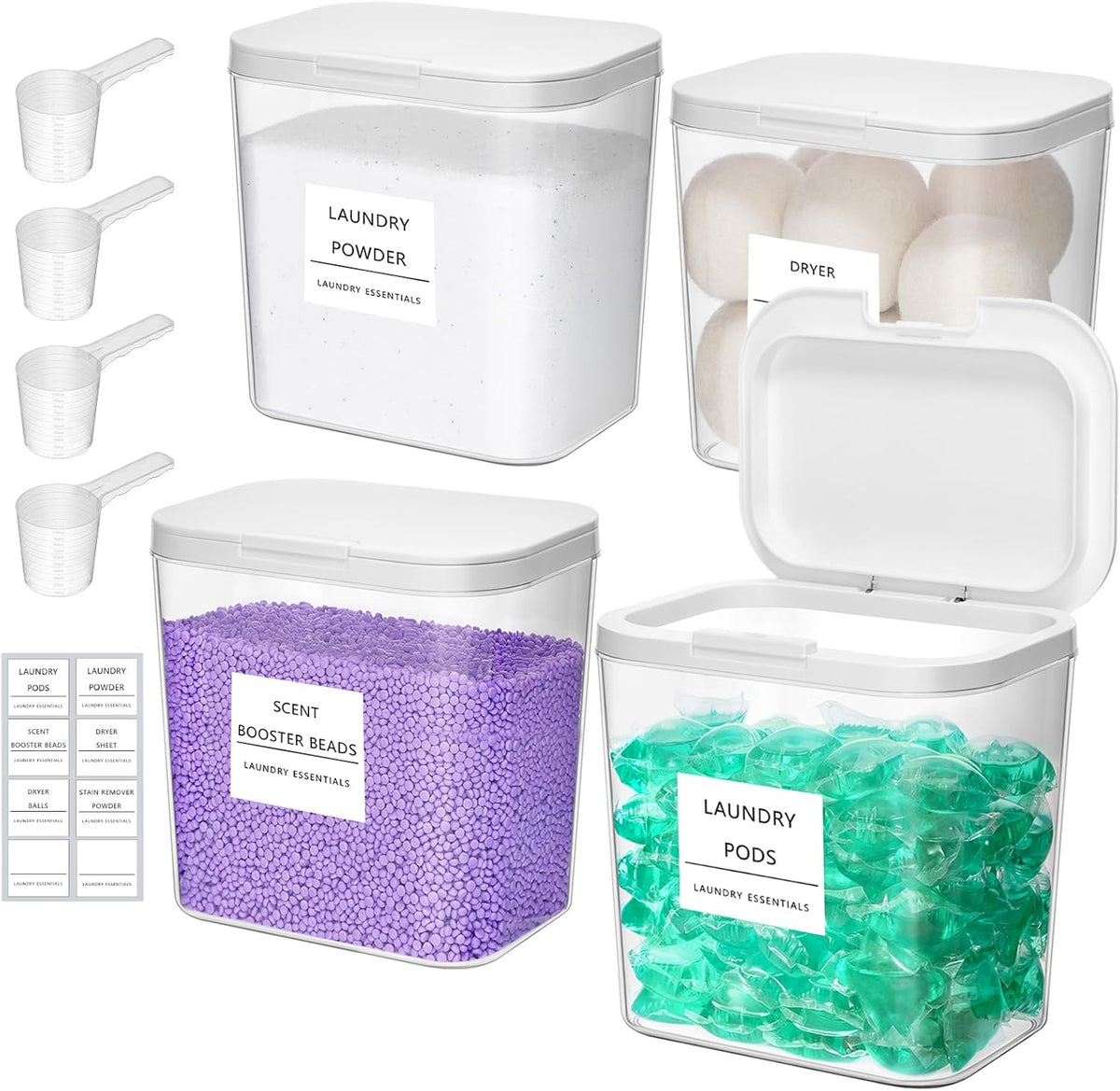 Lifewit Laundry Pods Container with Pop-up Lid, Laundry Room Organization, Dryer Sheet Holder for Washing Powder Scent Booster Beads, 2700 ml/0.72gal,2 Pcs