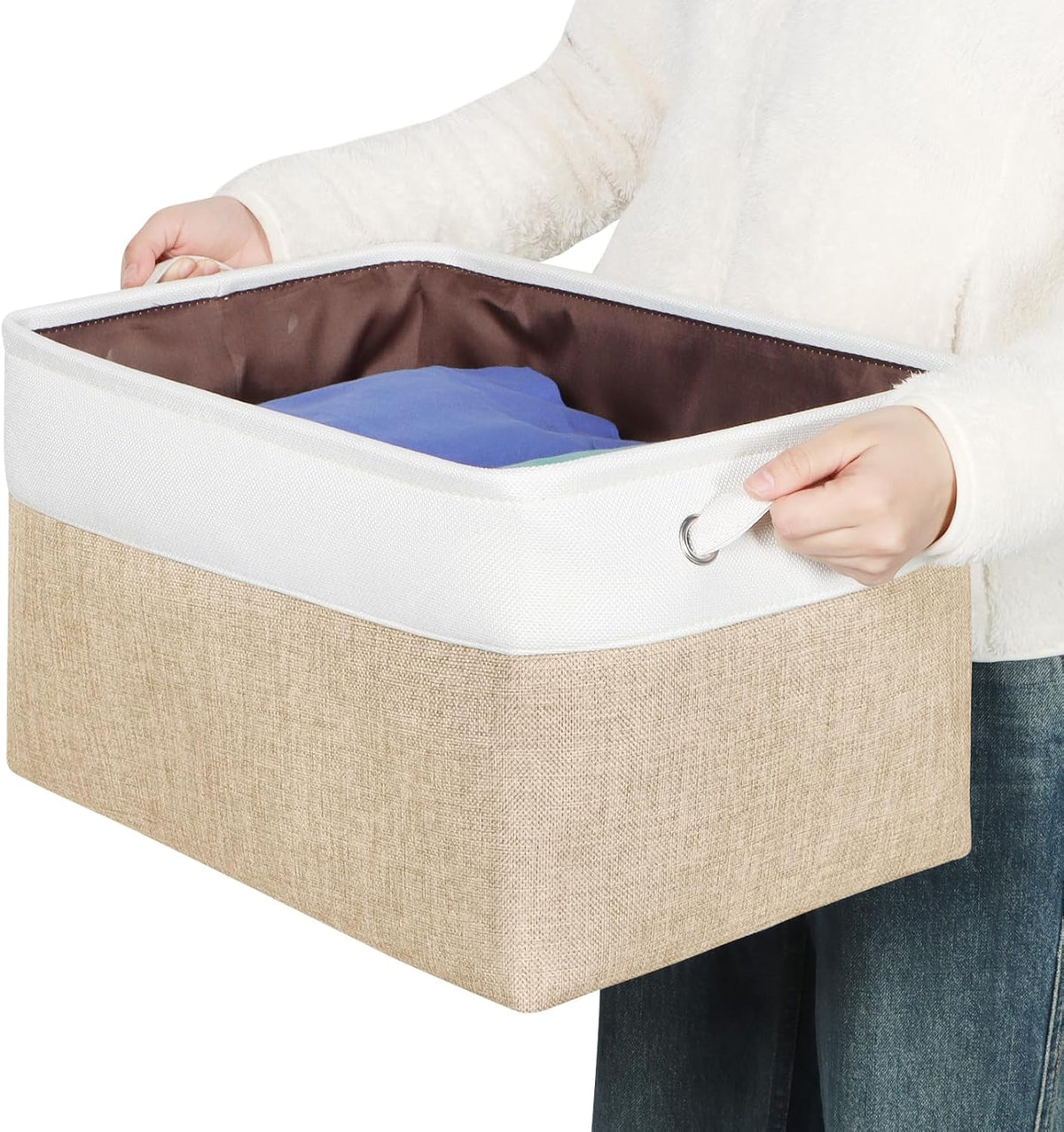 Foldable Storage Bin Collapsible Basket 12" x 10" x 9.5" Cube Storage Organizer Bins with Dual Carry Handles for Home Closet Shelves Drawers Organizer, Set of 3, Grey