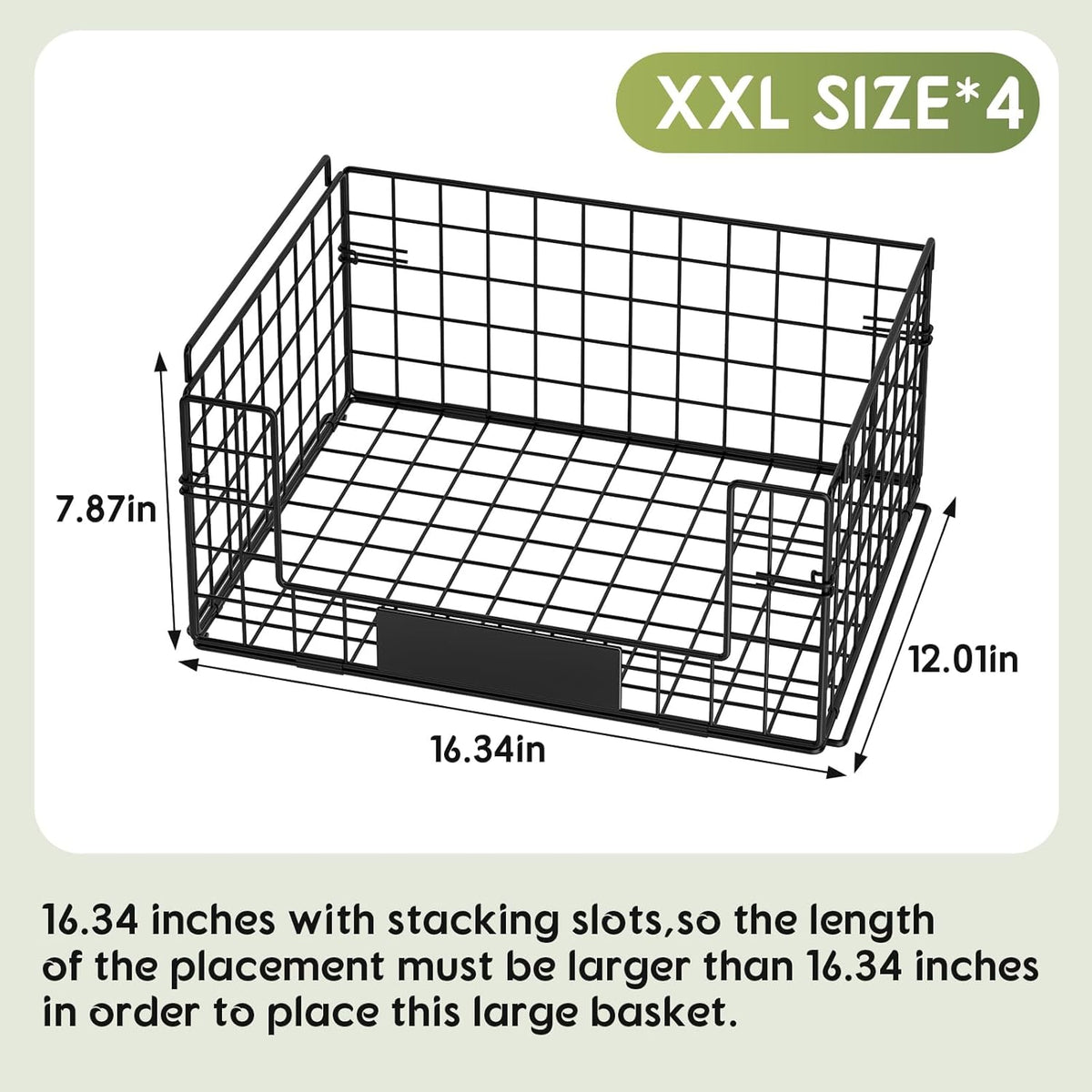 JKsmart 4 Pack XXL Stackable Wire Baskets with Handles for Pantry Storage and Organization,Fruit and Vegetable Basket with Name Plates,Metal Storage Bins for Snack Can Fruit Veggies