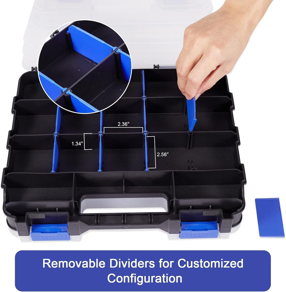 Hardware Organizer Box 34 Compartments Small Parts Organizer with Removable Dividers Durable Plastic Double Side Tools Box Screw Organizer For Nuts, Bolts, Screws, Nails, Small Hardware (Yellow)