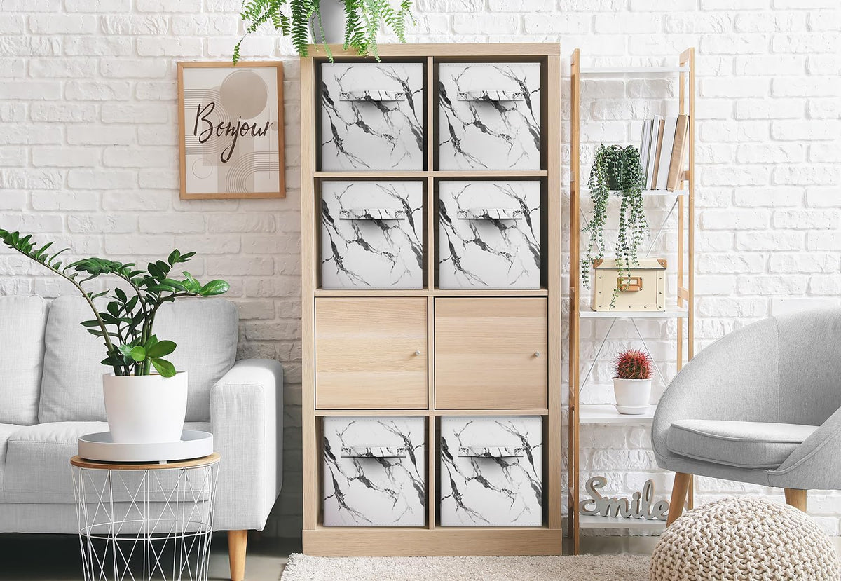 Sorbus Foldable Storage Bins - 11 Inch Sturdy Collapsible Fabric Storage Cubes with Handle - 4 Baskets for Organizing Clothes & Toys - Organization & Storage Baskets for Shelves, Pantry, Closet, Cubby