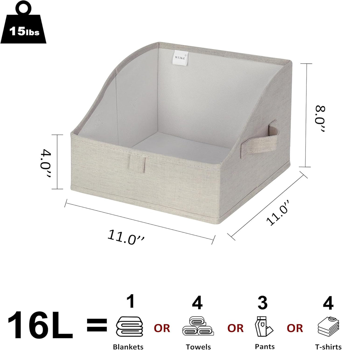 WUIKE Closet Organizers and Storage, Trapezoid Storage Bins, Fabric Closet Bins with Handles, Foldable Storage Baskets for Clothes, Purse, Blanket, Herringbone Gray, Extra Large