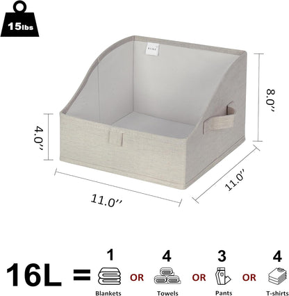 WUIKE Closet Organizers and Storage, Trapezoid Storage Bins, Fabric Closet Bins with Handles, Foldable Storage Baskets for Clothes, Purse, Blanket, Herringbone Gray, Extra Large