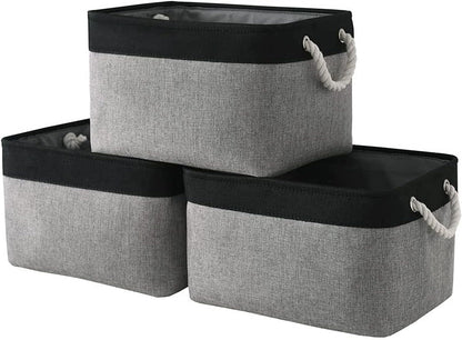 Fabric Storage Bins 12x8x5 inch [6-Pack] with Rope Handles - Decorative Baskets for Organizing